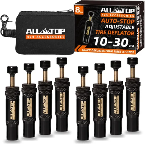 Vista 8 de ALL-TOP Kit de Válvula Deflactora de Neumáticos con Parada Automática Ajustable (10-30 PSI) 4 Piezas Herramienta Atornillable para Desinflar