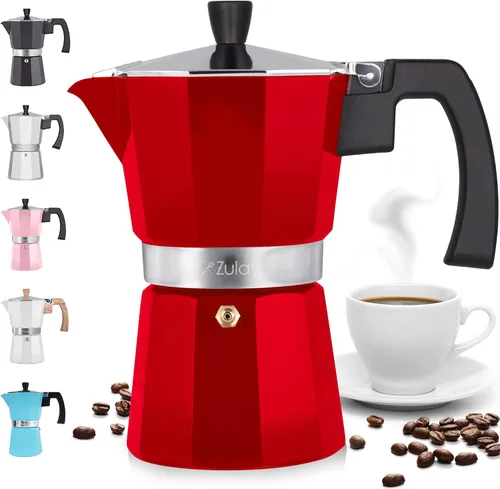 Vista 25 de Zulay Moka Pot - Cafetera de Espresso para Estufa, a prueba de fugas, acero inoxidable, fácil de limpiar, mango y perilla resistentes al calor