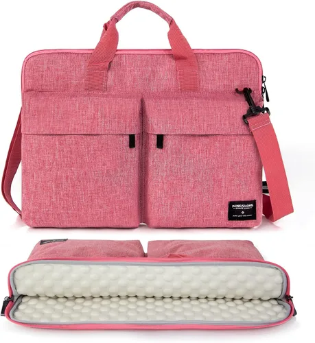 Vista 10 de KINGSLONG - Bolsa para laptop de 14 pulgadas con correa para el hombro, bolso de mensajero, funda delgada para transportar computadora, bolso