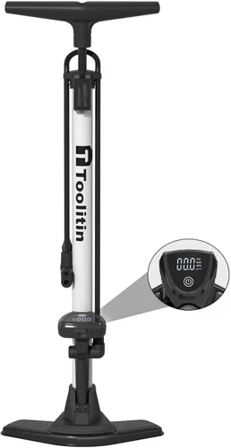 TOOLITIN Floor Bike Pump with Gauge,160 PSI High Pressure,Bicycle Pump Compatible with Presta and Schrader Valve