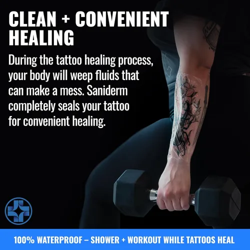 Vista 8 de Saniderm Vendaje Original para Cuidado Posterior de Tatuajes (Rollo Pequeño, 4 pulgadas x 8 yardas)