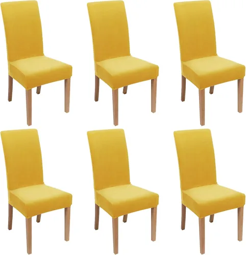 Vista 53 de smiry - Fundas para sillas de comedor de terciopelo elástico y suave, extraíbles, Terciopelo, Beige