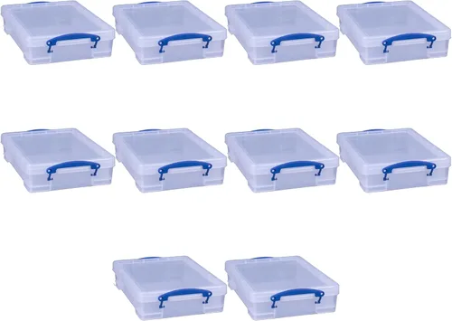 Vista 13 de Really Useful Box Contenedor apilable de plástico de 4 litros con tapa a presión y asas de bloqueo de clip integradas para organización del hogar