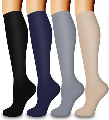 Vista 17 de COOLOVER 4 Pairs Compression Socks for Women & Men Circulation 15-20mmHg -Best Support for Nursing, Athletic, Cycling, Flight