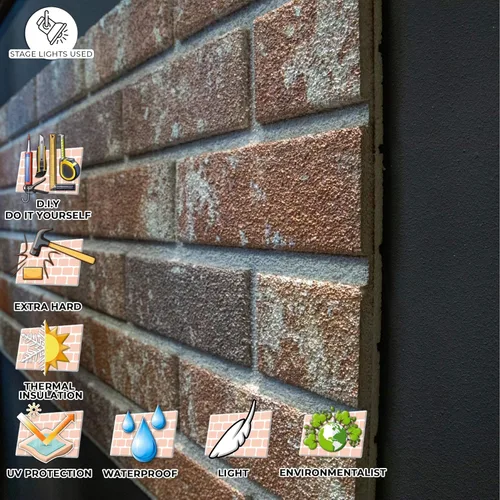 Vista 3 de IZODEKOR Paneles de pared 3D efecto ladrillo, revestimiento, aspecto de piedra, revestimiento de espuma de poliestireno para sala de estar, cocina