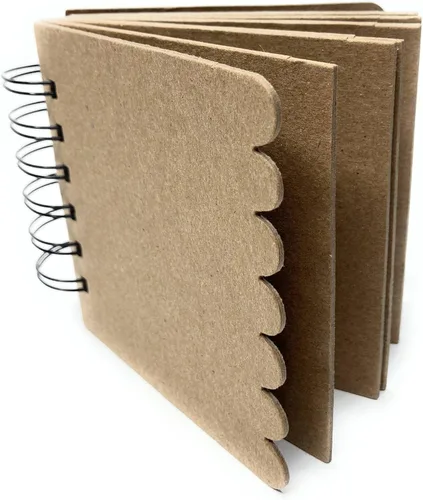 Mini álbum de 4 pulgadas, álbum de recortes en blanco, libro de fotos con cubierta festoneada, 10 páginas de aglomerado desnudo, encuadernación de