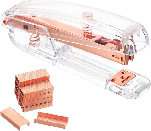 Vista 9 de PATIKIL Acrylic Stapler Set, Portable Stylish Manual Effortless Desktop Stapler with 2000 Pcs 24/6 Staples for Classroom Home Office Desk, Gold