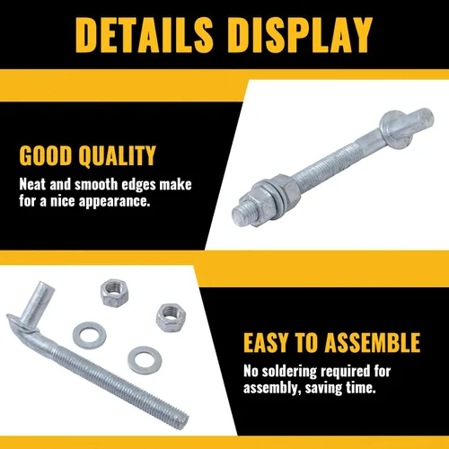 Vista 5 de VIVIDA Bisagra de puerta de perno en J de 8 pulgadas, paquete de 2, bisagra de perno de puerta con pasador macho de 5/8 pulgadas, herrajes de valla
