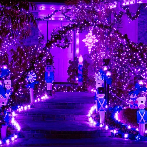 Vista 3 de Guirnalda de luces de 33 pies con 100 luces LED con controlador de modos de memoria, luces extensibles al aire libre para dormitorio, boda, Navidad
