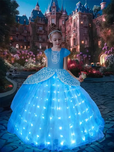 Princess Dress Up Clothes, Syncs with Music, App-Control, RGB LED Light Up Princess Dress for Girls with Accessories