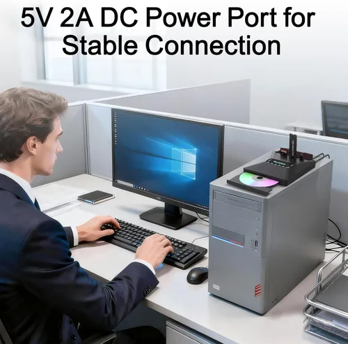Vista 5 de SUIDEK Unidad Externa de CD DVD para Laptop, Grabador Lector Portátil de CD DVD +/-RW 7 en 1 con Interfaz M.2 NVMe, Ranuras para Tarjetas SD/Micro