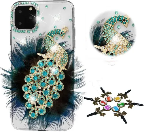 Vista 11 de Sparkle - Funda para teléfono compatible con Samsung Galaxy Z Flip 2 5G, elegante, hecha a mano en 3D, con diseño de diamantes de imitación de Hoja