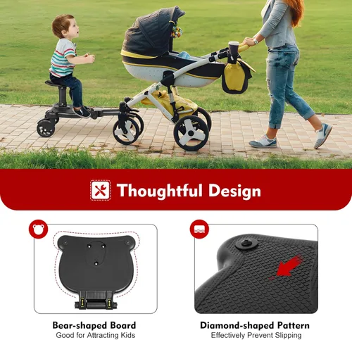 Vista 7 de Tabla universal para cochecito de bebé con asiento desmontable, 2 en 1 para sentarse y estar de pie para la mayoría de los cochecitos, soporta niños