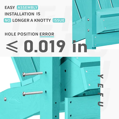 Vista 8 de YEFU Silla Adirondack de plástico resistente a la intemperie, sillas de patio con instalación fácil en 5 pasos, se ve exactamente como madera real