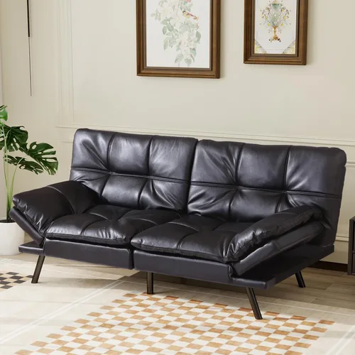 Sofá cama de futón convertible, sofá futón de espuma viscoelástica, sofá cama tipo futón, sofá cama pequeño moderno con respaldo dividido para sala