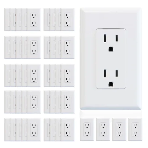Vista 12 de ELEGRP Receptáculo Decorativo, tomacorriente de pared eléctrico estándar de 15A 125V, sin TR, 2 polos 3 cables, grado residencial con conexión a