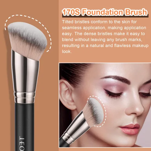 Vista 3 de TEOYALL Cepillo de Contorno para Base Angular, Cepillo Kabuki Sintético para Mezcla de Maquillaje, Ocultación, Aplicación y Pulido con Cosméticos