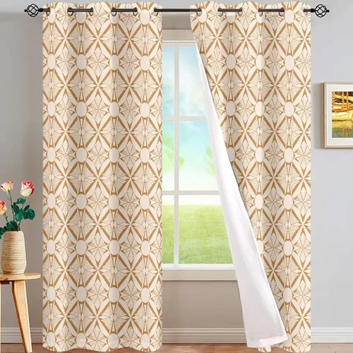 FUSURIRE Abstract Geometry Print Window Curtain Panels 63 inch Long, Native American Western Window Treatment Grommet Room Darkening Curtains,