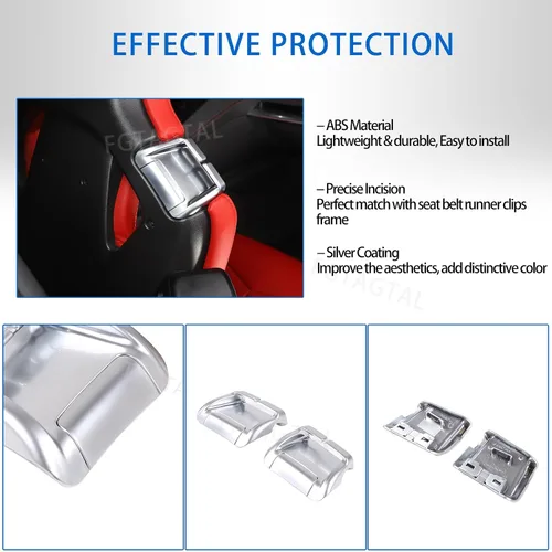Vista 5 de Guía de repuesto para cinturón de seguridad compatible con Chevrolet Corvette C8 Stingray 2020-2023, clips para cinturón de seguridad de ABS