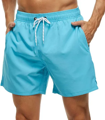 Vista 28 de Tyhengta - Trajes de baño para hombres de secado rápido, bolsillos con cremallera y forro de malla para playa