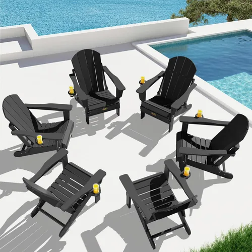 Vista 32 de SERWALL - Silla plegable Adirondack para patio, jardín, exterior, resistente a la intemperie, sillas para hoguera, color naranja