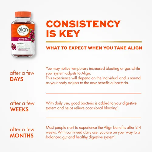 Vista 6 de Align Probiótico, Dualbiótico para Mujeres, Gomitas Probióticas para Mujeres, Prebióticos y Probióticos para Mujeres, con Arándano Rojo