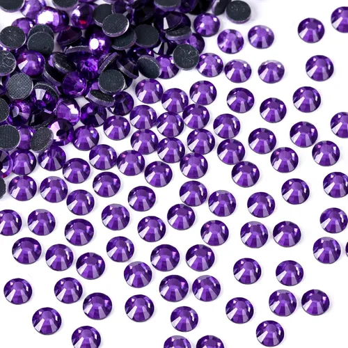 Vista 41 de 1440 piezas de diamantes de imitación termoadhesivos SS20 color púrpura2 con parte posterior plana, gemas de cristal de vidrio para ropa, camisas