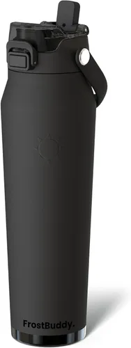 Vista 154 de Frost Buddy botella de agua aislada de 32 onzas con pajilla y tapa para beber Acero inoxidable a prueba de fugas 24 horas de frío Resistente