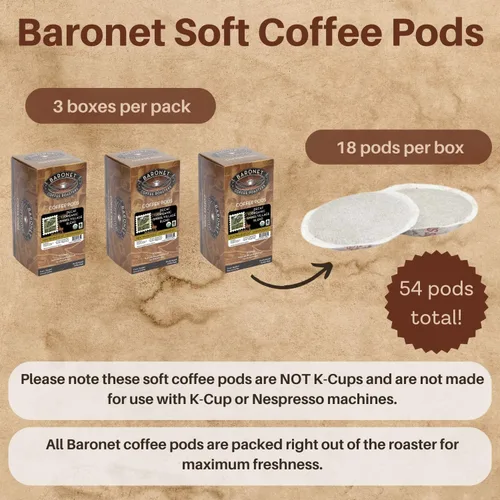 Vista 2 de Baronet Coffee Cápsulas de café descafeinado orgánicas pequeñas de aldea Descafeinado de comercio justo – Tostado medio 3 cajas de 18 cápsulas
