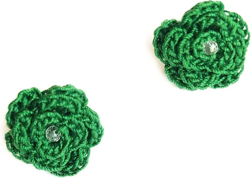 Vista 11 de Aretes de rosa para mujer, aretes de flor de moda con cristal de cuarzo transparente