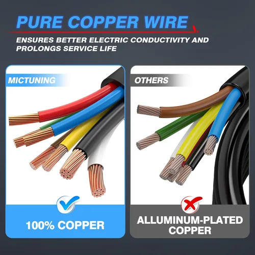 Vista 3 de MICTUNING Conector de enchufe de cable de remolque de 7 vías resistente con cubierta transparente, caja de conexiones de 7 bandas de 8 pies