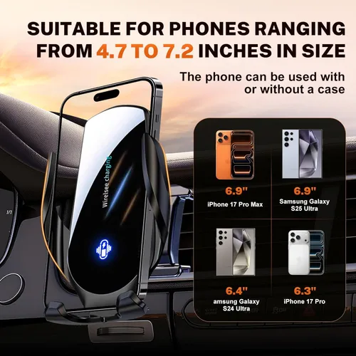 Vista 8 de Phone Holders for Your car, Custom fit Nissan Rogue 2016-2020 and Qashqai 2016-2023, Electric Phone Holder, Wireless Charging, Thick case