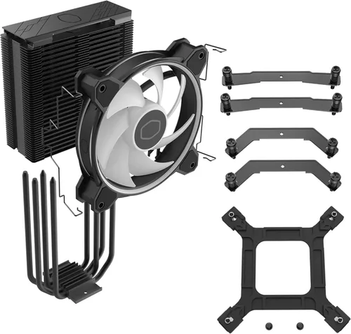 Vista 15 de Cooler Master Hyper 212 Halo Black enfriador de aire para CPU, ventilador PWM Halo² de 120 mm, ARGB de doble bucle, cubierta superior de aluminio, 4