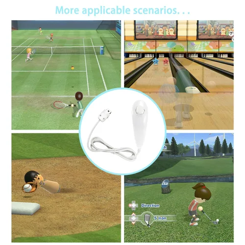 Vista 7 de JINHEZO Nunchuck Controller Joystick Gamepad Replacement for wii Nunchuck Controller, Compatible with Nintendo Wii & Wii U Video Game Gamepads White