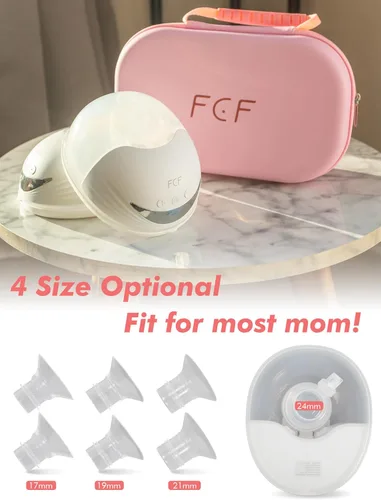 Vista 8 de Extractor de leche portátil manos libres, 4 modos y 12 niveles, función de memoria, recargable con brida de 4 tamaños y recolector de leche materna