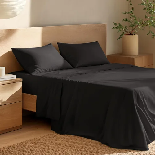 Vista 15 de Bare Home Juego de sábanas y fundas de almohada de 100 % algodón orgánico para cama individual, tejido percal vigoroso, ligero y transpirable
