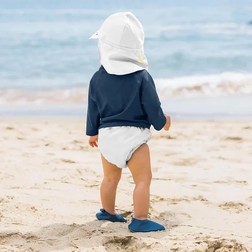 Vista 5 de Green Sprouts Sombrero de natación unisex para bebé con protección solar y solapa Aguamarina