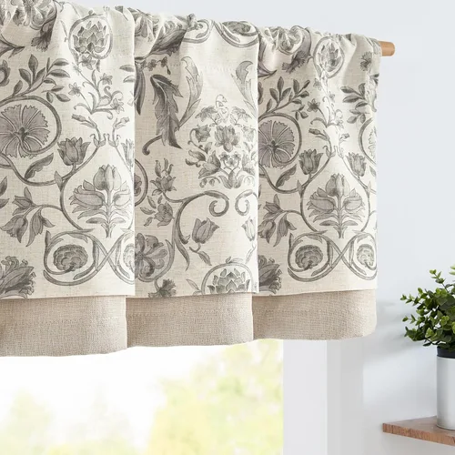 Vista 18 de JINCHAN - Cenefa de lino para cocina, cortina de ventana de doble capa de 16 pulgadas para sala de estar, dormitorio, baño, tratamiento de ventana