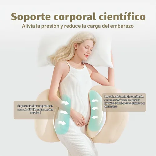 Vista 3 de Almohada de embarazo para dormir, almohada de maternidad portátil de doble cara, vientre, cadera, soporte de espalda para mujeres embarazadas