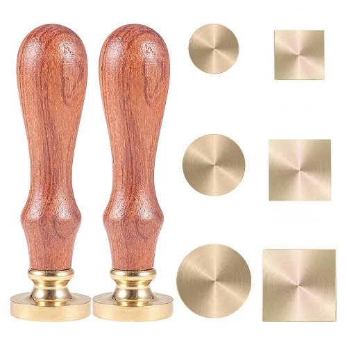 Vista 10 de CRASPIRE Juego de sellos de sellado de cera en blanco, 6 cabezales de sello de latón extraíbles con 2 piezas de mango de madera, kit de sellos