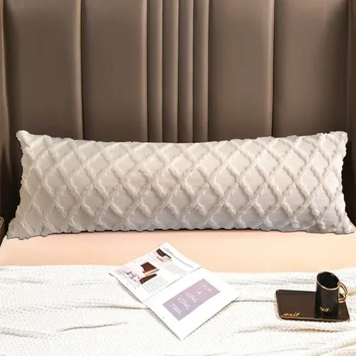 Vista 3 de Body Pillowcase in Waffle Velvet Pattern,Beige Body Pillow Cover with Zipper 21 * 54 1 Piece, Suitable for Sofa, Bedroom Decoration, Without Pillow
