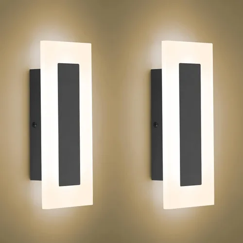 Vista 10 de LMQNINE Moderno aplique de pared de acrílico LED, luz blanca, 6000 K, iluminación de pared acrílica cableada para dormitorio, pasillo, escaleras