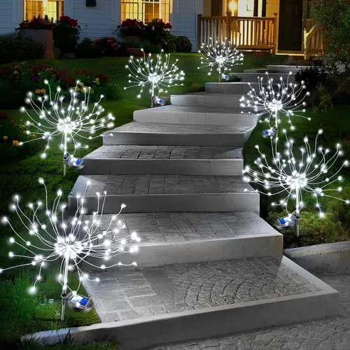 Vista 13 de Anordsem Luces Solares para Exteriores Decorativas: Alambre de Cobre Flexible con 120 Perlas LED de Fuegos Artificiales - Impermeables, DIY