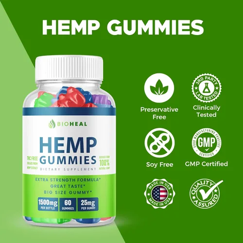Vista 2 de BioHeal - Gomitas de fórmula oficial, gomitas Bioheal con extracto de cáñamo, mezcla de cáñamo extra fuerte, gran sabor, gomita Bio Heal de gran