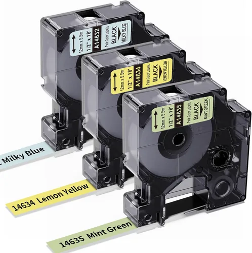 Vista 18 de Freshworld 3-Pack Replace for Dymo D1 Label Tape Clear 1/2'' 45010 Compatible with Dymo Label Maker Refills Black on Clear for Labelmanager 160 210D