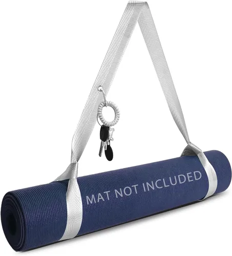 Correa para esterilla de yoga con clip de mosquetón, soporte ajustable para esterillas de yoga, gris plateado [alfombrilla no incluida]