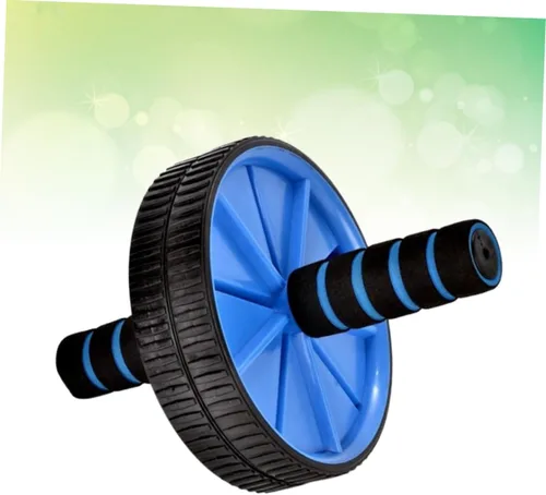Vista 2 de BESPORTBLE Rodillo de ejercicio abdominal de doble rueda para entrenamiento abdominal y quema de grasa, rueda abdominal azul para gimnasio en casa