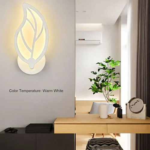 Vista 7 de Hyuduo LED Wall Light Night Lighting Bedroom Lighting Wall Lamp Lighting Unique LeafShaped Design with Acrylic + Iron for Cafe Hall Corridor Indoor
