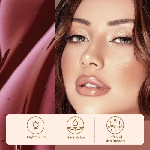 Vista 4 de 2 Piezas Delineador de Labios Líquido Mate Marrón y Rojo Pardusco Tinte que se Despega con Pinzas, Lápiz Labial Mate Impermeable de Larga Duración