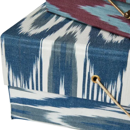 Vista 7 de Cajas decorativas de algodón y papel con diseños globales, juego de 3 tamaños, multicolor